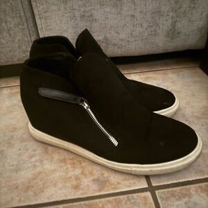 Madden Girl Black Platform Sneakers with Zipper